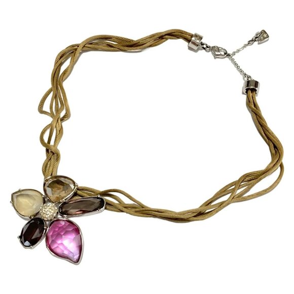 Auth SWAROVSKI - Silver Beige Multi Hardware Chemical Fiber Swarovski Crystal - Picture 2 of 4